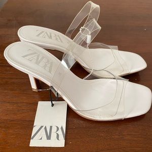 NWT Zara Heels with Clear Straps
